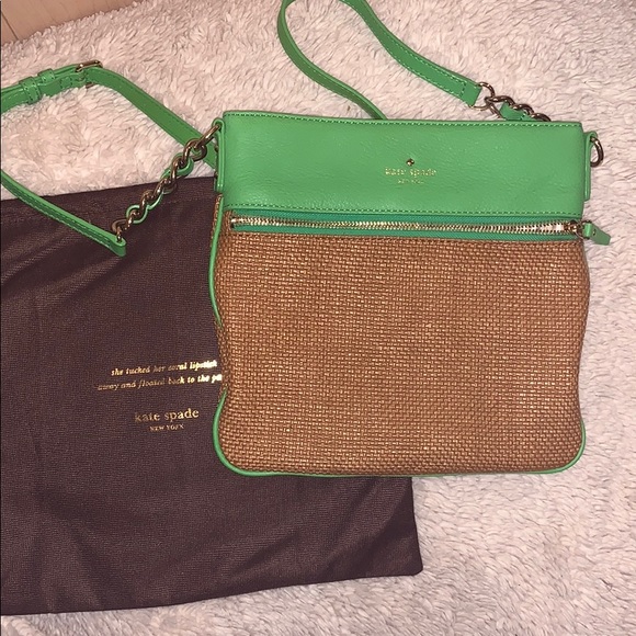 Kate Spade green and tan woven accent crossbody - Picture 8 of 8